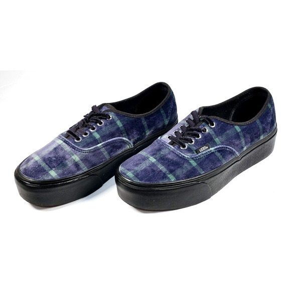 Vans Authentic Stackform Velvet Plaid Shoes Men\'s Size 10 Blue Green Sneakers main image 7